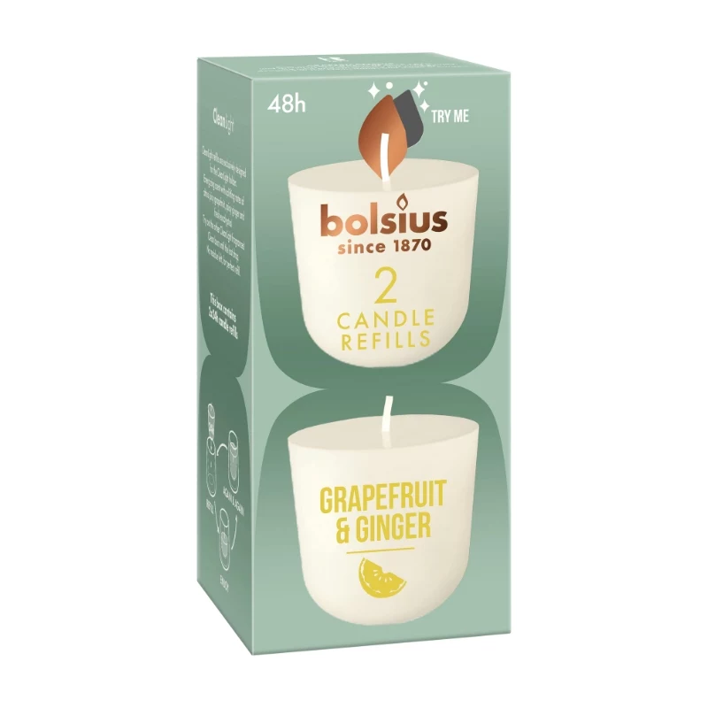 Velas de recambio BOLSIUS Clean Light 2 uds. vainilla y haba tonka