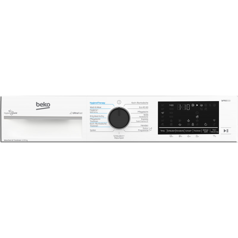 Lavadora-secadora Beko B3DFT512447W 12 kg / 8 kg, 1400 rpm, clase energética D, blanca