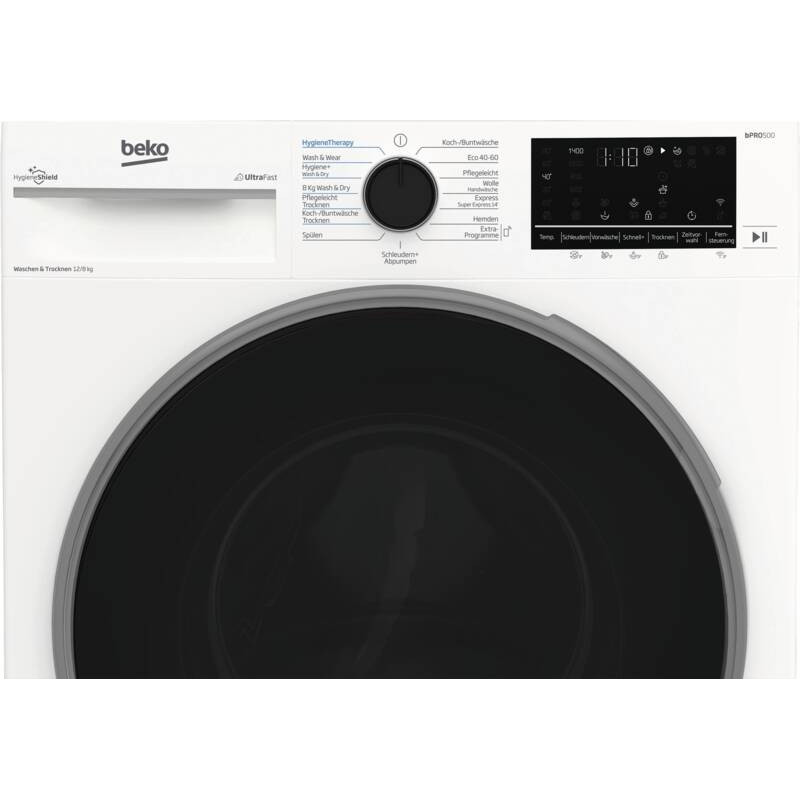 Lavadora-secadora Beko B3DFT512447W 12 kg / 8 kg, 1400 rpm, clase energética D, blanca