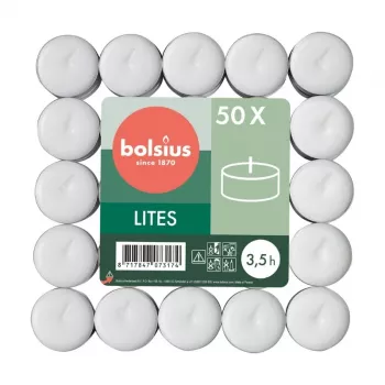 BOLSIUS velas de té 50 uds. blancas