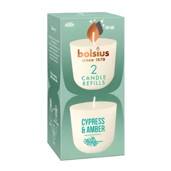 Bolsius CleanLight velas de recambio 2 uds. ciprés y ámbar