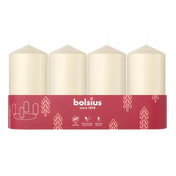 Bolsius velas cilíndricas 4 uds. Ø100x48 mm, crema
