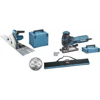 Makita Set de sierras MEU029J (SP6000J + 4351FCTJ) - Sierra de inmersión y sierra de calar pendular, azul/negro