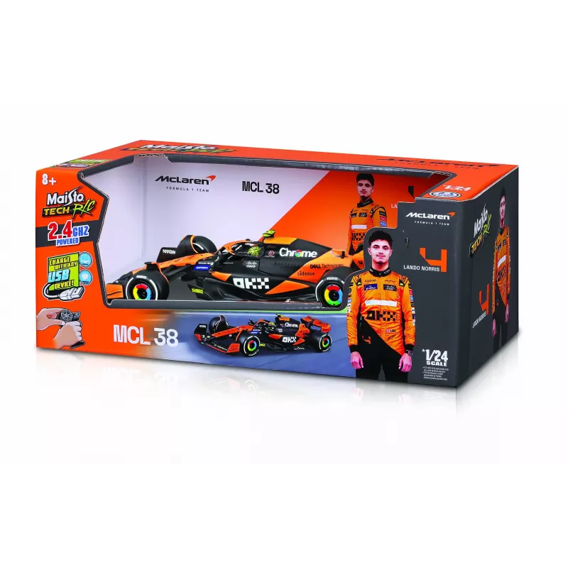 MaistoTech 582359N F1 McLaren MCL38 ´24 Miami Version #4 Norris 1:24 coche RC de iniciación, coche de carreras eléctrico