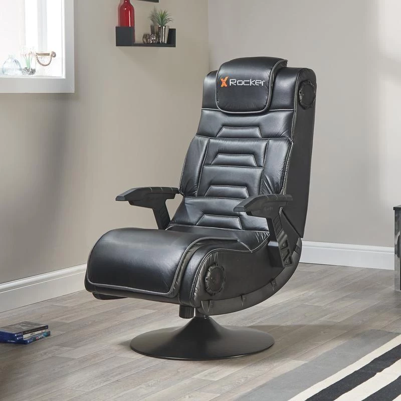 X Rocker Pro 4.1 silla gaming de pedestal con sonido envolvente 2.1, vibración, Bluetooth - negra