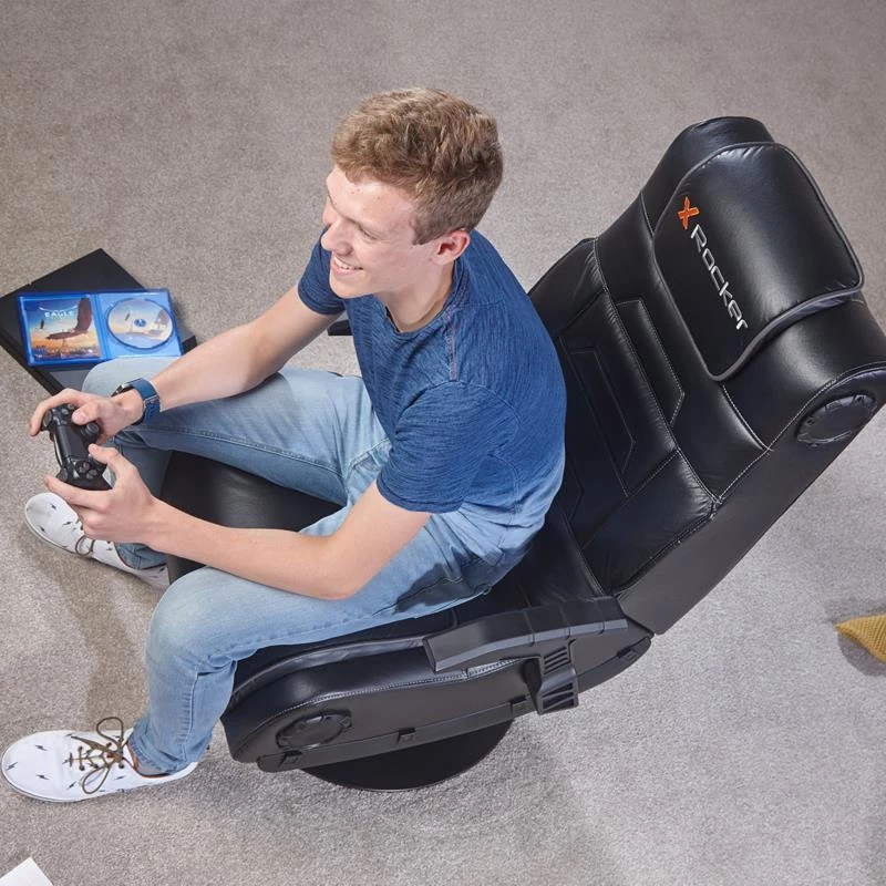X Rocker Pro 4.1 silla gaming de pedestal con sonido envolvente 2.1, vibración, Bluetooth - negra