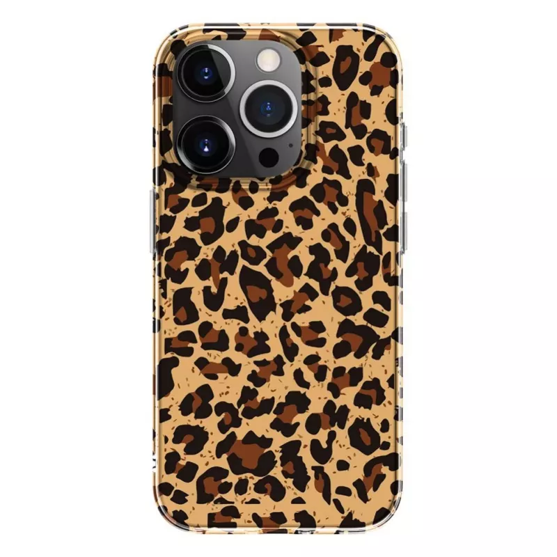 Evelatus Funda de policarbonato para Apple iPhone 15 Pro estampado leopardo