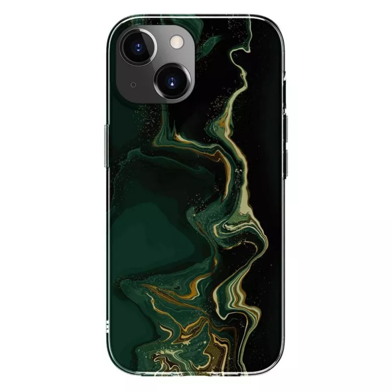 Evelatus Funda de PC para Apple iPhone 15 mármol verde oscuro