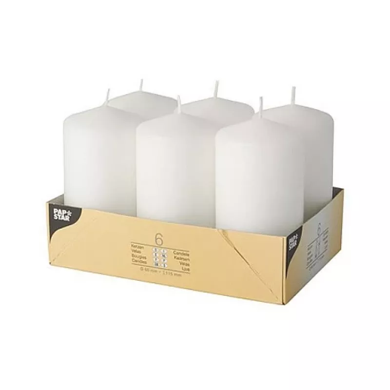 PAPSTAR vela cilíndrica 11,5 cm blanca