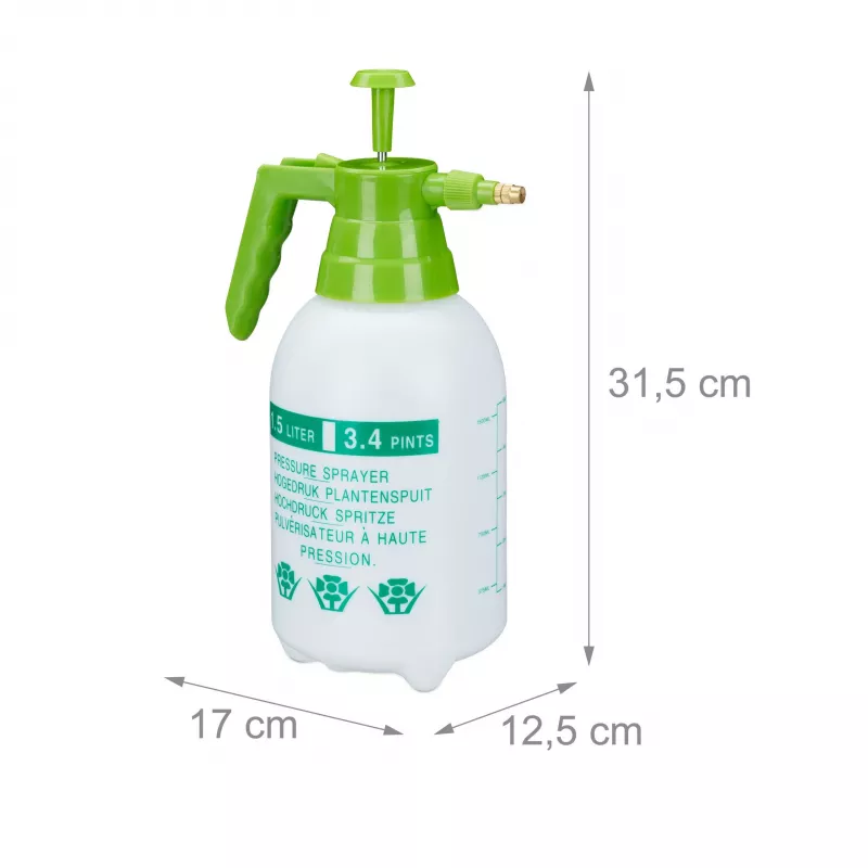 RELAXDAYS botella pulverizadora a presión, 1,5 L, blanco/verde