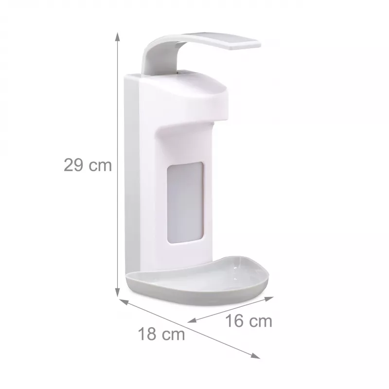 RELAXDAYS dispensador de jabón manual con bandeja escurridora 0,5L blanco