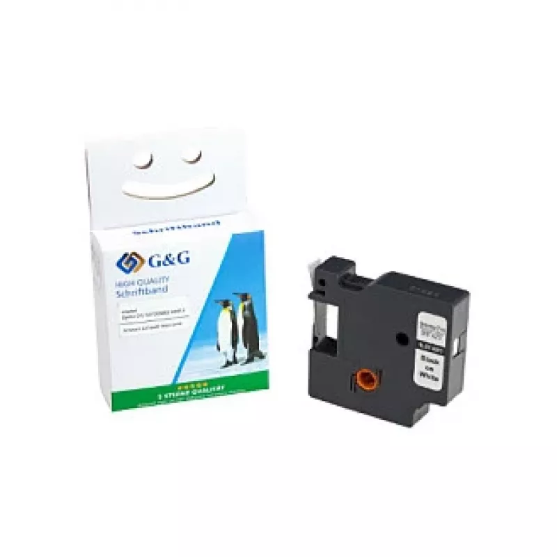 G&G cinta de etiquetar compatible 9mm x 7m negro sobre blanco para Dymo D1 40913