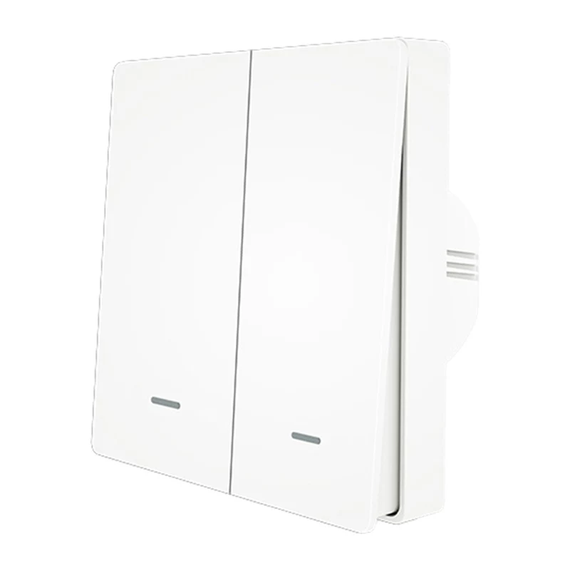MOES ZS-B-EU2 interruptor de luz ZigBee de 2 canales, sin neutro, blanco