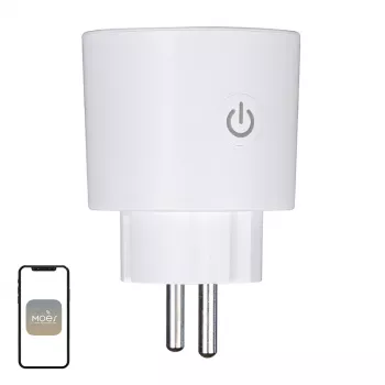MOES MWP-EU16M-WH-MS enchufe inteligente con medición de energía, 16A, Wi-Fi, blanco