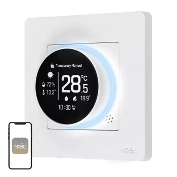 MOES ZHT-SR-GB-WH-MS Termostato inteligente ZigBee para calefacción eléctrica, blanco