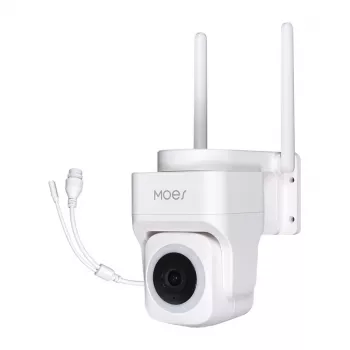 MOES WCM-B66 cámara IP WLAN exterior 3MP con reconocimiento de personas por IA, visión nocturna a todo color, giro/inclinación, audio bidireccional, resistente a la intemperie IP66