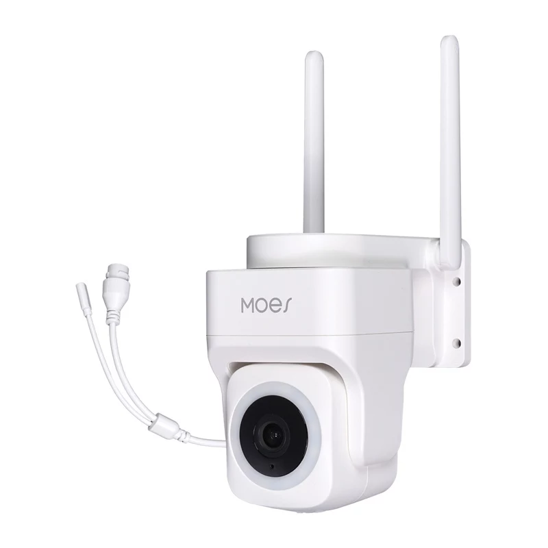 MOES WCM-B66 cámara IP WLAN exterior 3MP con reconocimiento de personas por IA, visión nocturna a todo color, giro/inclinación, audio bidireccional, resistente a la intemperie IP66