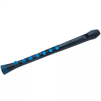 Nuvo Recorder+ Flauta dulce soprano negra y azul con digitación alemana y barroca intercambiable