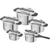 ZWILLING MORE Set de 5 piezas de menaje de acero inoxidable con tapas de cristal, apto para inducción
