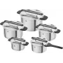 ZWILLING MORE Set de 5 piezas de menaje de acero inoxidable con tapas de cristal, apto para inducción