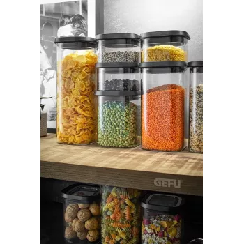 GEFU PANTRY Recipiente rectangular 2,5 L negro, transparente 1 unidad