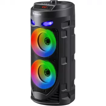 Defender CRASHBOOM altavoz Bluetooth portátil 16W con karaoke, FM, LED, TWS, micrófono y mando a distancia - negro
