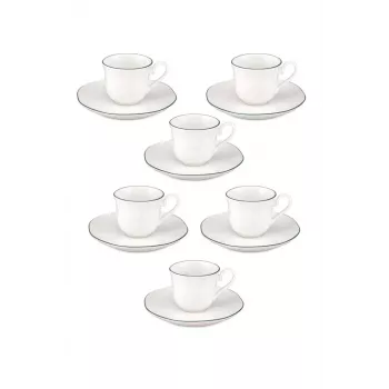 LA PORCELLANA BIANCA Teresa juego de tazas de espresso con platillos, 90 ml, porcelana, blanco, 12 piezas