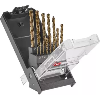 Einhell 249013 set de brocas helicoidales para metal HSS-Co, 13 piezas, 1,5-6,5 mm, aleación de cobalto, DIN 338, punta afilada