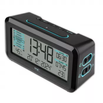 TFA Dostmann 60.2562.01.GB despertador radiofónico negro azul claro