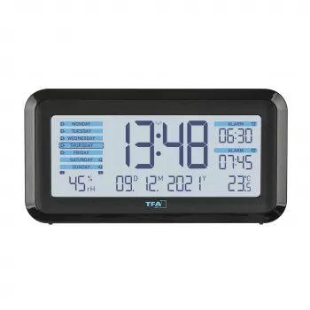 TFA Dostmann 60.2562.01.GB despertador radiofónico negro azul claro