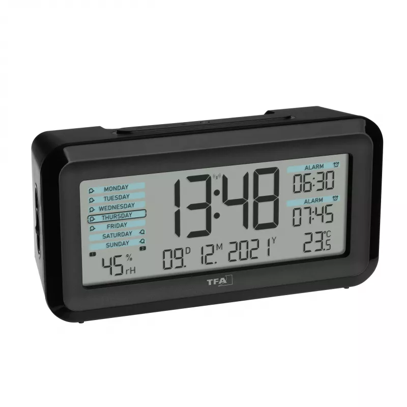 TFA Dostmann 60.2562.01.GB despertador radiofónico negro azul claro