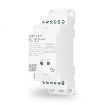 MiBoxer TW2 controlador LED 2 en 1 para carril para tiras LED monocolor y CCT, DC12/24V, WiFi + RF 2,4GHz