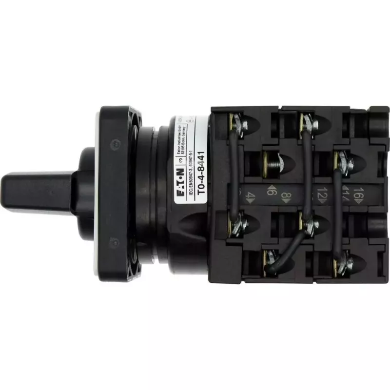 Eaton T0-4-8441/E interruptor de leva ON-OFF tripolar, 20A, 690V, IP65, negro/blanco 043595