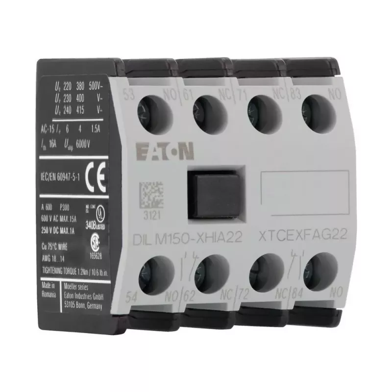 Eaton DILM150-XHIA22 bloque de contactos auxiliares, 2NO+2NC, montaje frontal, bornes de tornillo 283464