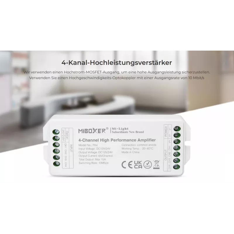Synergy 21 controlador LED serie AMP amplificador de 4 canales para MiLight/MiBoxer (PA4)