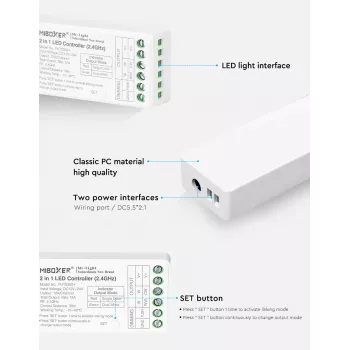 MiBoxer FUT035S+16kHz controlador LED 2 en 1 Dual White (DC12/24V, 2,4GHz, 16kHz sin parpadeo)