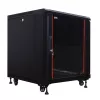 IT-BUDGET Armario de red SRK de 19 pulgadas - 12U - 600x600 mm - Puerta de cristal/acero - Flatpack - Negro (90ITB19SRK1266GSN)