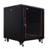 IT-BUDGET Armario de red SRK de 19 pulgadas - 12U - 600x600 mm - Puerta de cristal/acero - Flatpack - Negro (90ITB19SRK1266GSN)