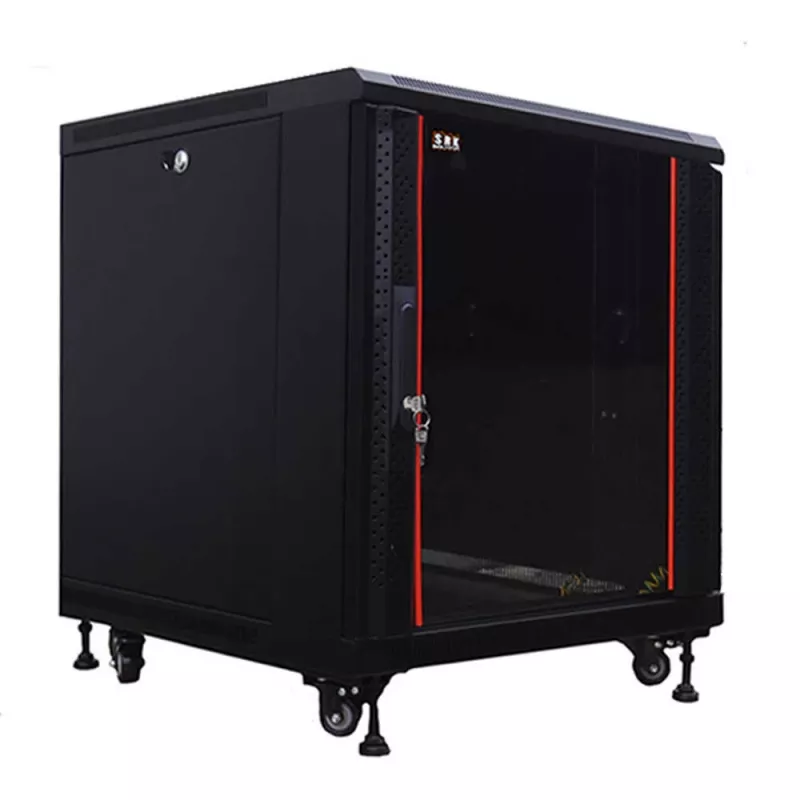IT-BUDGET Armario de red SRK de 19 pulgadas - 12U - 600x600 mm - Puerta de cristal/acero - Flatpack - Negro (90ITB19SRK1266GSN)