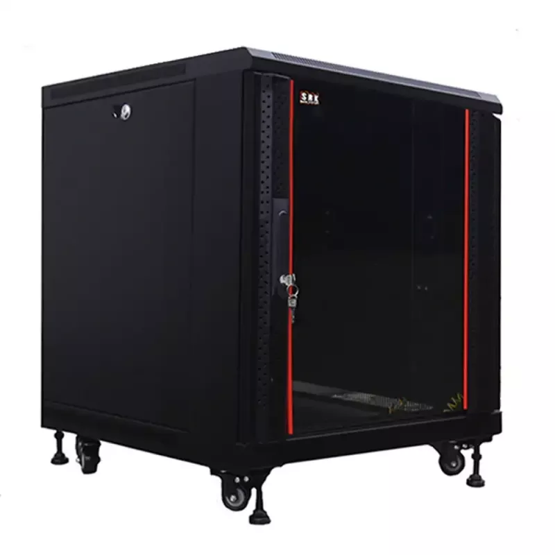 IT-BUDGET Armario de red SRK de 19 pulgadas 12U 600x600 mm puerta de cristal/acero premontado negro 99ITB19SRK1266GSNM