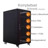 IT-BUDGET Armario de red SRK de 19 pulgadas set completo - 27U - 600x800 mm - Puerta de cristal/maciza - 4 ventiladores activos - PDU - Estantes - Flatpack - Negro (90ITB19SRK2768GS)