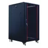 IT-BUDGET Armario de red SRK de 19 pulgadas set completo - 27U - 600x800 mm - Puerta de cristal/maciza - 4 ventiladores activos - PDU - Estantes - Flatpack - Negro (90ITB19SRK2768GS)