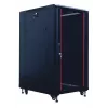 IT-BUDGET Armario de red SRK de 19 pulgadas set completo - 27U - 600x800 mm - Puerta de cristal/maciza - 4 ventiladores activos - PDU - Estantes - Flatpack - Negro (90ITB19SRK2768GS)