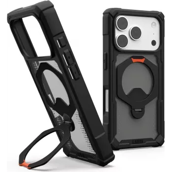 UAG Urban Armor Gear Plasma XTE 360 MagSafe funda con soporte para Apple iPhone 18 Pro/17 Pro - gris transparente con acentos negros y naranjas 114573114097