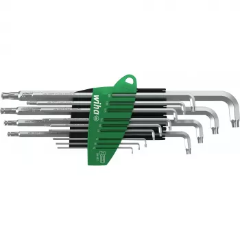 Wiha 366BETSZ13TS juego de llaves acodadas Torx con punta esférica, 13 piezas, titanio gris, soporte ErgoStar 40979