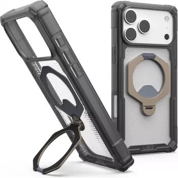UAG Urban Armor Gear Plasma XTE 360 MagSafe funda con soporte para Apple iPhone 18 Pro Max/17 Pro Max – gris ceniza (gris)/titanio/transparente 114572113136