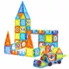 LEAN TOYS bloques magnéticos de aprendizaje con ventanas y pegatinas de vehículos 3D, 138 piezas