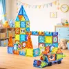 LEAN TOYS bloques magnéticos de aprendizaje con ventanas y pegatinas de vehículos 3D, 138 piezas