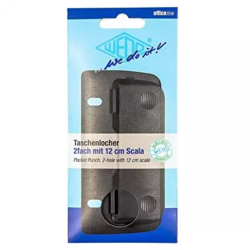 WEDO 67801 Perforadora de bolsillo, 3 hojas, negro