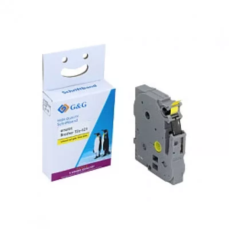 G&G 14976 Cinta de rotulación compatible 9 mm x 8 m amarillo/negro para Brother TZe-621